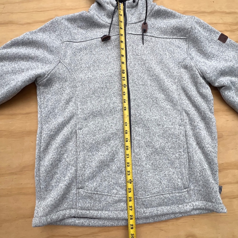 Rugged Elements Mens Gray Sherpa Lined Full Zip Sweater Fleece Hoodie Jacket L - Picture 4 of 10